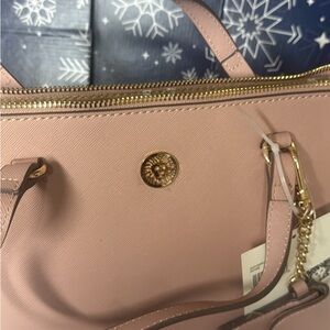 Anne Klein Pink Shoulder Bag with Gold Accents